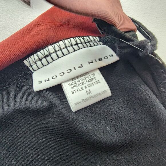 Robin Piccone Billie Halter Twist Bikini Top Womens Medium Black Rose Tie Neck - Picture 9 of 9